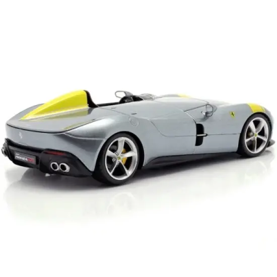 Ferrari Monza SP1 Silver Metallic with Yellow Stripes 1/24 Diecast Model Car by Bburago image {3}