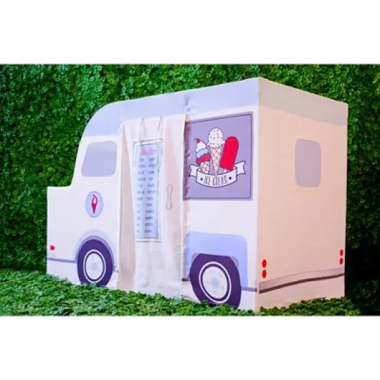 Wonder&Wise Indoor 59 x 32 x 40 Inch Childrens Kids Cotton Fabric Ice Cream Truck Pretend Play House Tent for Toddlers Ages 3 Years Old and Older image {4}