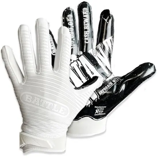 Battle Sports Wanted Doom Football Receiver Gloves - Black/White image {1}