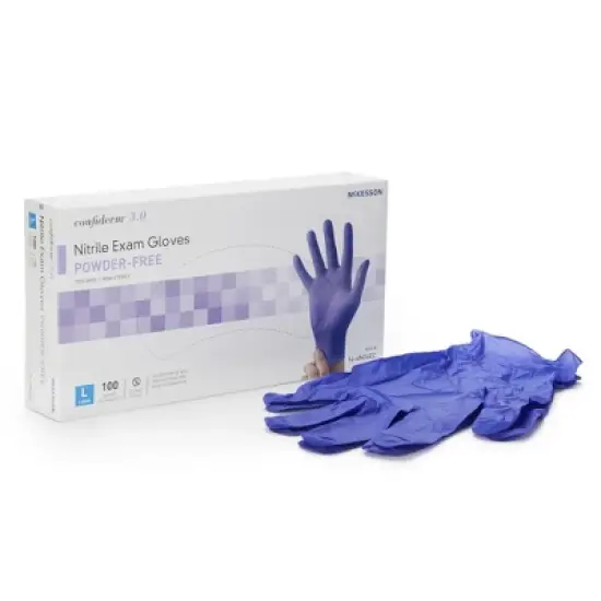 3.0 Confiderm McKesson Nitrile Exam Glove Blue Textured Fingertips image {6}