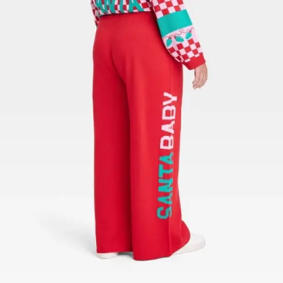Women's Santa Baby Graphic Sweater Pants - Red image {1}