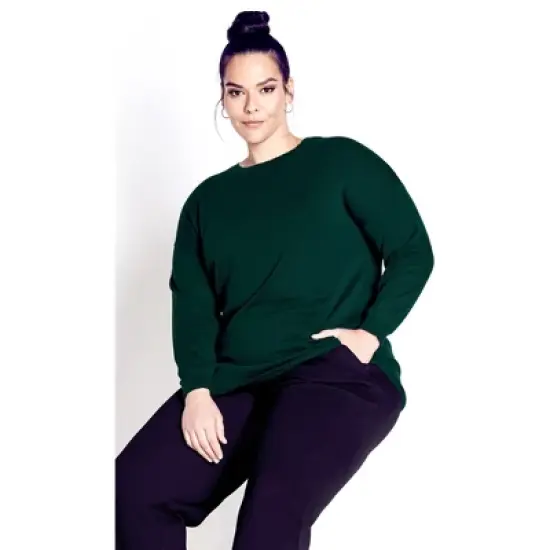 Women's Plus Size Tully Curved Hem Sweater - green moss | AVENUE image {6}