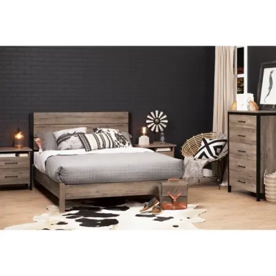 Munich Platform Bed Weathered Oak - South Shore image {2}