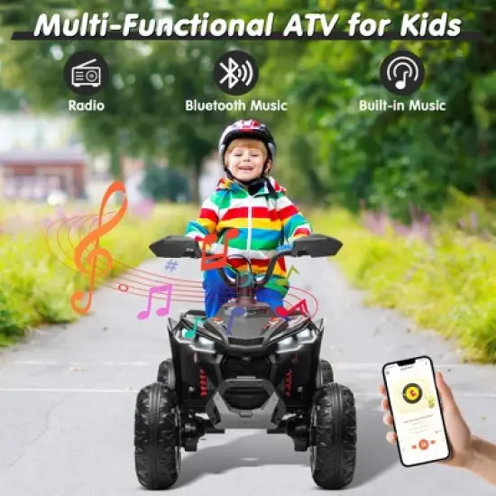 JOYRACER 24V Kids Ride on Toys ATV 4 Wheeler, 2 Seater 800W Motor for Big Kids, 7Ah Battery Powered Electric Vehicle Quad w/Kneepads, Bluetooth image {3}