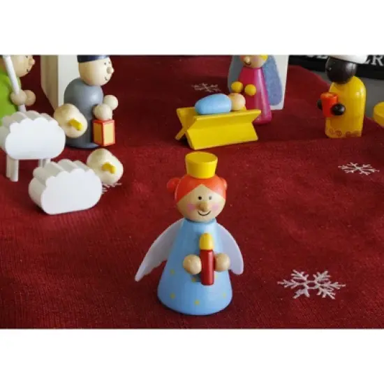 Blue Panda 15-Piece Kids Nativity Set, Wooden Christmas Nativity Scene and Playset Figures for Kids and Children Aged 3 and Older image {3}