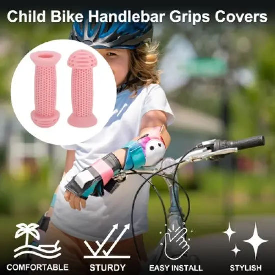 Unique Bargains Child Bike Handlebar Grips Covers 3.94" Pink 1 Pair image {1}