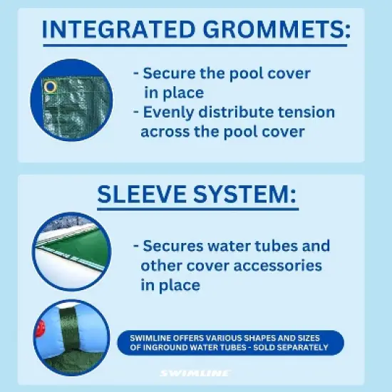 Swim Central Supreme Guard In-Ground Winter Pool Cover with Right Step - For 18' x 36' - Green image {4}
