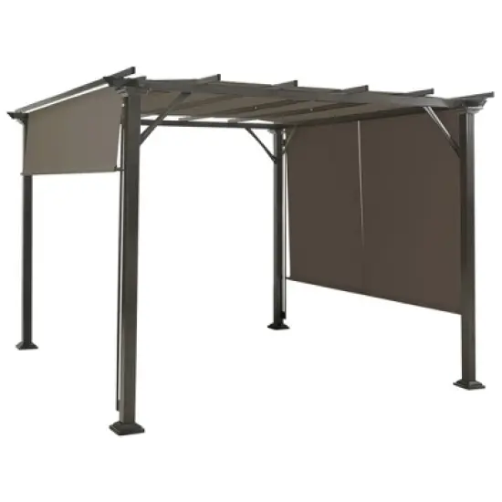 Costway 2PCS 16x4 Ft Universal Replacement Canopy for Pergola Structure Sun Awning Brown image {5}