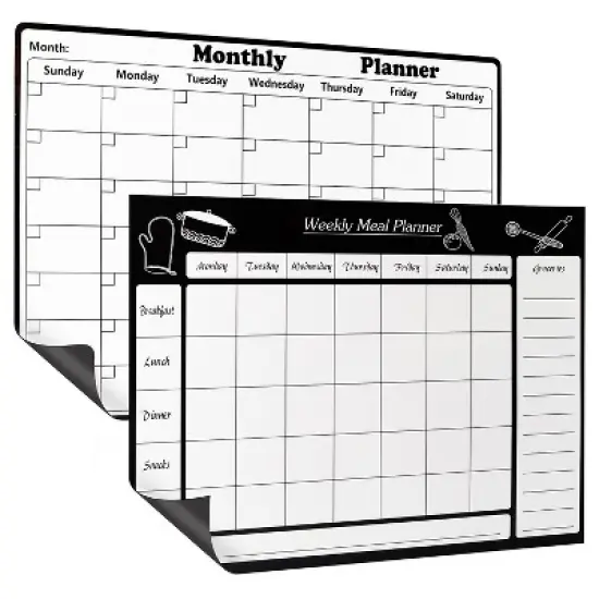 Garnen Fridge Calendar Magnet Weekly & Monthly Planner Set, Magnetic Calendar for Refrigerator, Dry Erase Calendar for Fridge with Weekly Meal Planner image {5}