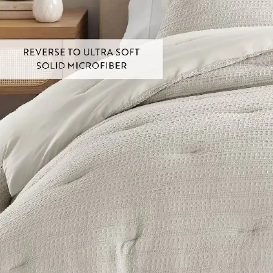 Waffle Textured Comforter Set All Season Down-Alternative Ultra Soft Puffy Bedding - Becky Cameron image {5}