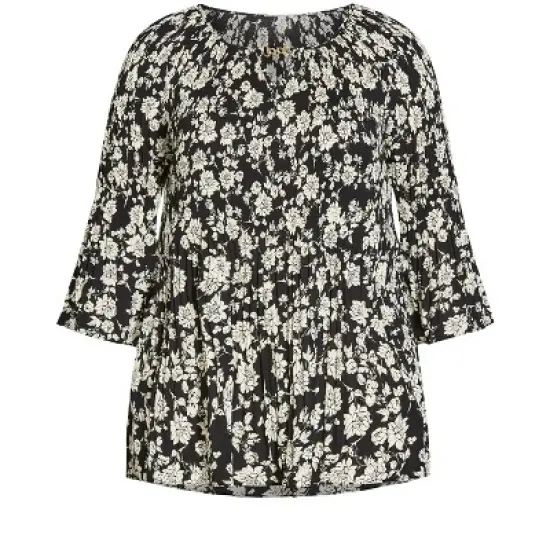 Women's Plus Size Pull-On Pleater Trim Top - mono | AVENUE image {2}