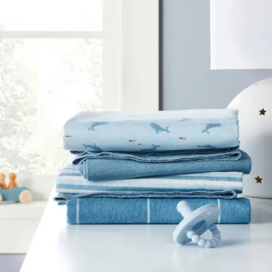 Flannel Baby Blanket - Whales - 4pk - Cloud Island&trade; image {1}