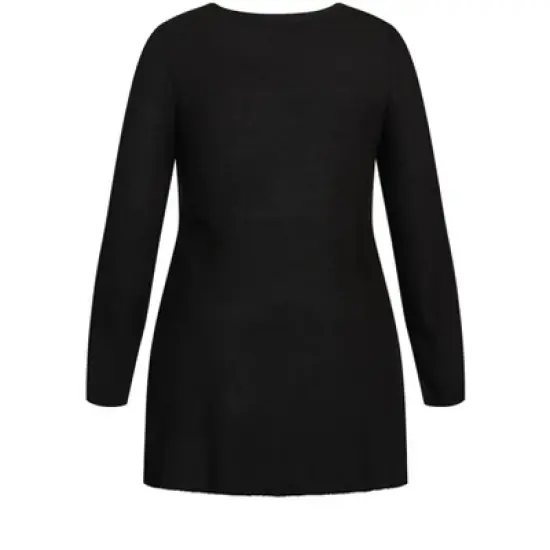 Women's Plus Size Longline Cross Sweater - black | CITY CHIC image {5}