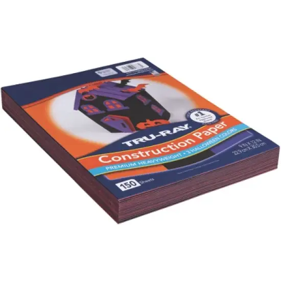Tru-Ray&reg; Construction Paper, Heavyweight, Halloween Assortment, Black, Orange, Purple, 9" x 12", 150 sheets image {7}