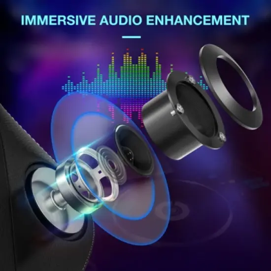 Hoffree Extra Large Massage Gaming Chair Ergonomic Office PC Chair with Bluetooth Speaker & RGB Light image {4}