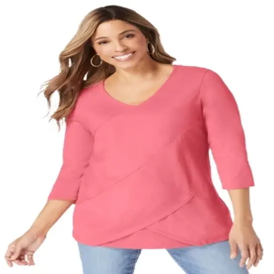Jessica London Women&rsquo;s Plus Size Layered Knit Top image {7}