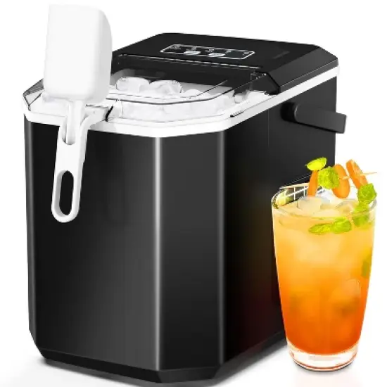 ZAFRO Ice Maker Countertop with Handle, Self-Cleaning Ice Machine, 35Lbs per Day, Chewable&Soft Ice Cubes, with Ice Basket/Ice Scoop image {7}