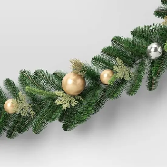 6' Decorated Mixed Greenery Christmas Artificial Garland Green/Champagne Gold - Wondershop&trade; image {2}