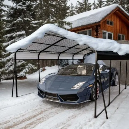 Metal Heavy Duty Metal Canopy Carport,Galvanized Steel Outdoor Carport Shelter with Reinforced Structure,Garage Shed for Car,Truck-Coolbibila image {1}