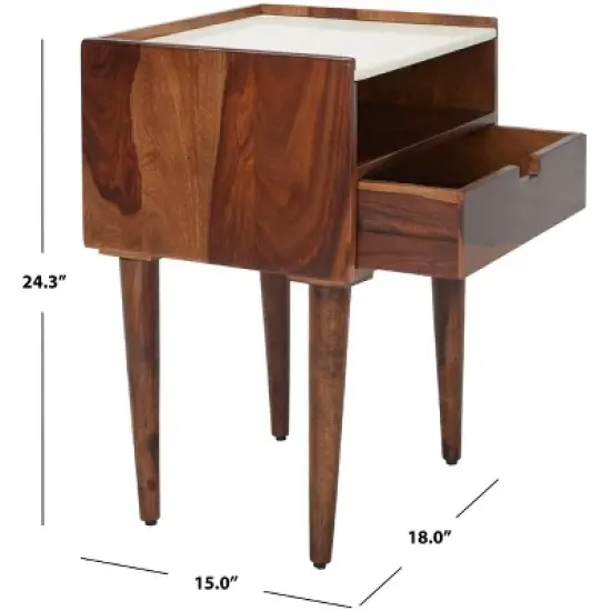 Marion 1 Drawer Nightstand - NST3700 - Walnut/White - Safavieh image {9}