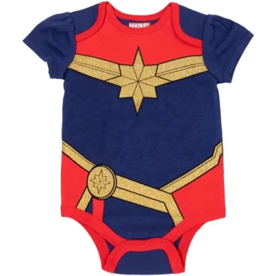 Marvel Avengers Captain Captain America Spider-Man Baby Girls Cuddly Short Sleeve Bodysuit and Headband Captain Marvel, Captain America, Spider-Girl  image {4}