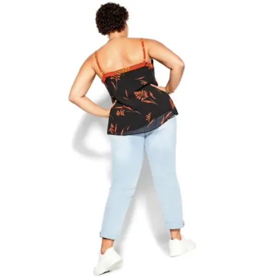 Women's Plus Size  Turning Leaves Top - black | CITY CHIC image {1}