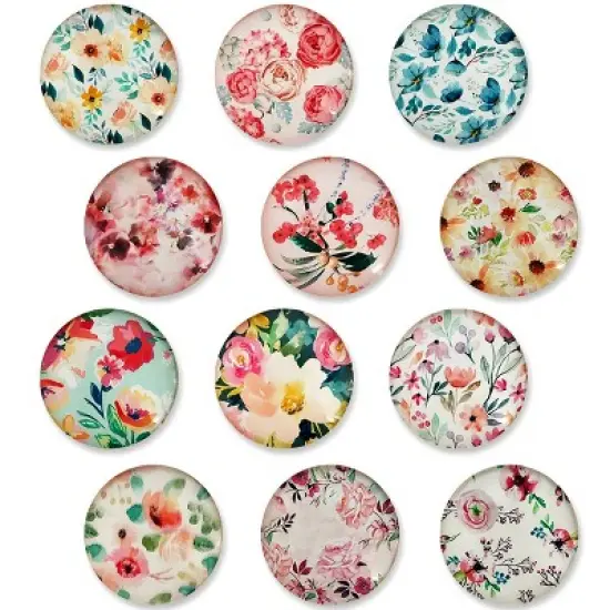 Wrapables Crystal Glass Magnets, Refrigerator Magnets for Office Whiteboards, Cabinets, Lockers (Set of 12), Flowers image {7}