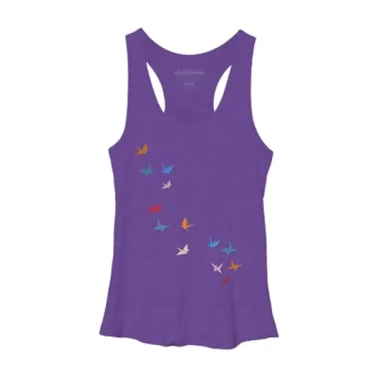 Women's Design By Humans Flying Paper Cranes Birds By Magnussons Racerback Tank Top image {7}