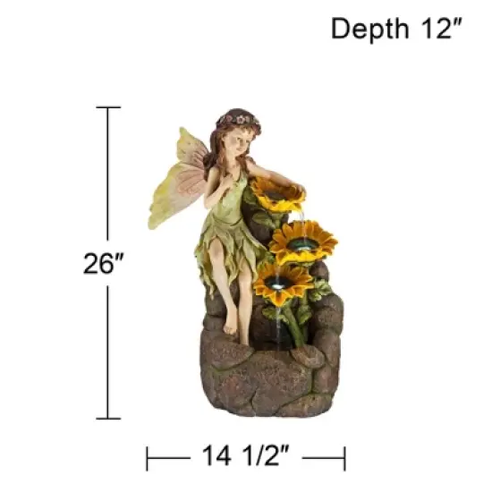 John Timberland Garden Fairy with Sunflowers Modern Cascading Outdoor Floor Water Fountain with LED Light 26" for Yard Garden Patio Home Deck Porch image {7}