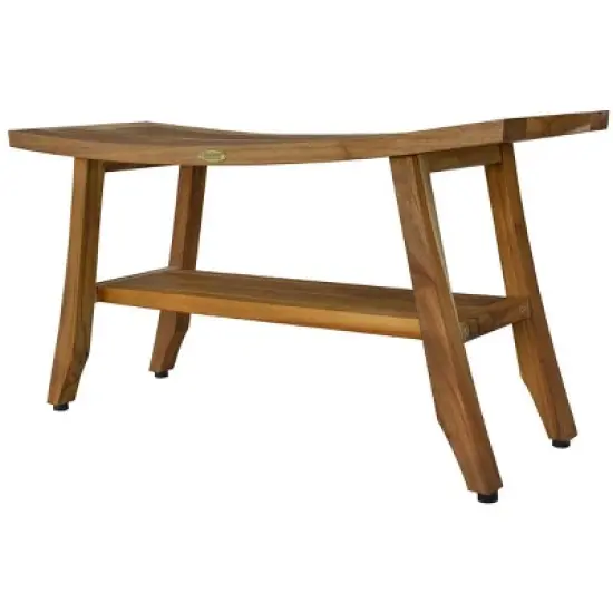 EcoDecors&reg; Satori&reg; 34" Teak Wood Shower Bench with Shelf in EarthyTeak Finish image {2}