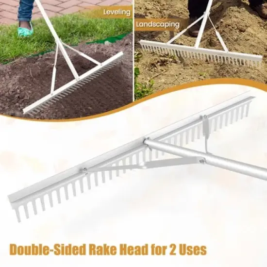 Costway Landscape Rake with 36" Head & 68" Handle Heavy-Duty Aluminum Leaf Rake for Lawns image {5}