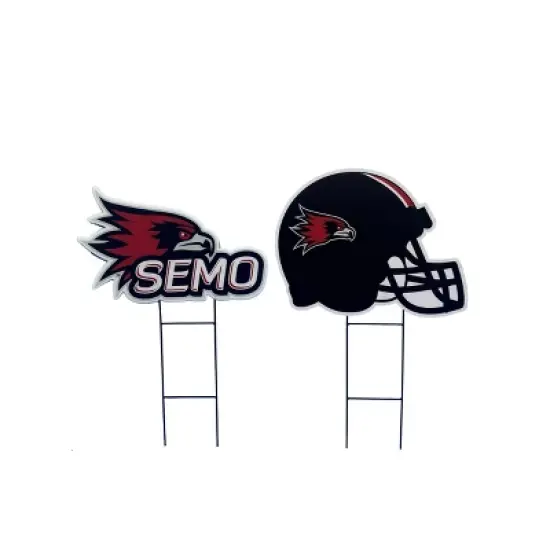 NCAA Southeast Missouri State Redhawks 2pk Logo and Helmet Garden Stake Set image {1}