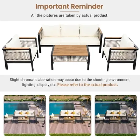 TIRAMISUBEST 4-Piece Outdoor Sectional Sofa Set,5-Person Patio Conversation Set with Cushions & Coffee Table for Garden,Balcony image {7}