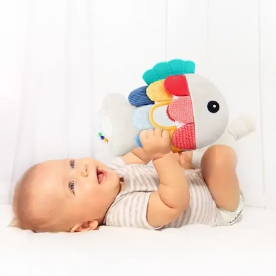 Soft Baby Sensory Toy with Tummy Time Mirror &ndash; Entertaining Fish Toy for Infants 0-12 Months with Rattle & Crinkle Paper &ndash; Perfect Baby Shower Gift image {3}