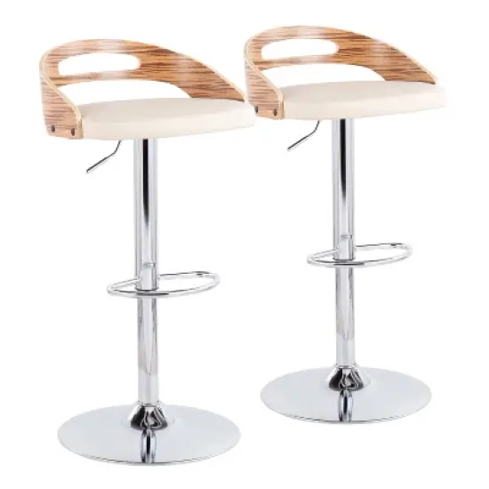 Set of 2 Cassis Mid-Century Modern Adjustable Barstool - LumiSource image {12}