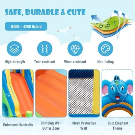 Tangkula Inflatable Water Slide 9-in-1 Blow-up Water Park for Kids with Splash Pool Climbing Wall Water Guns Basketball Toss image {7}