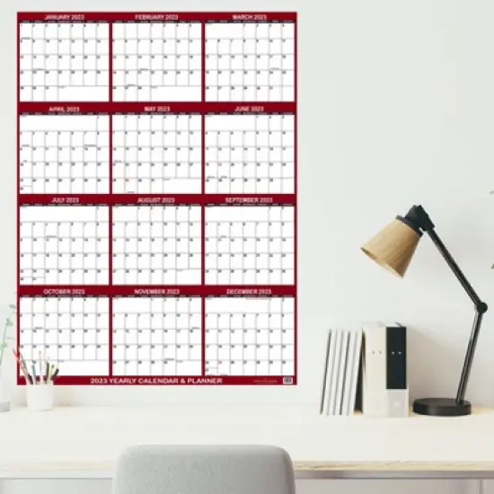 SwiftGlimpse 2024 Yearly Wall Calendar & Planner 48"x32" Burgundy image {6}