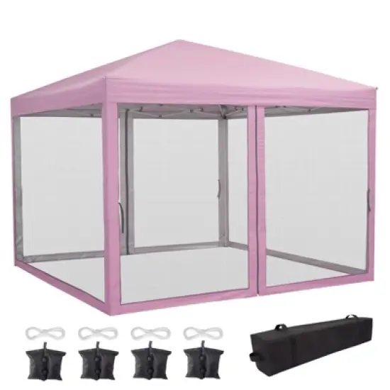 10 x 10 FT Pop Up Canopy, Party Tent with Mosquito Netting, Height Adjustable Instant Sun Shade, for Parties, Camping, Events image {8}