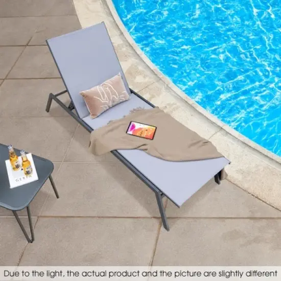 Costway Patio Lounge Chair Chaise Recliner 6-Position Adjustable Back Garden Poolside image {3}