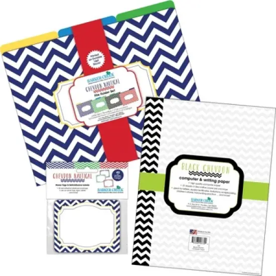 Barker Creek Chevron Nautical Get Organized File Folders Set Multi-Design 107 per Set: Paper, Top Tab, 50 Sheet Capacity image {4}
