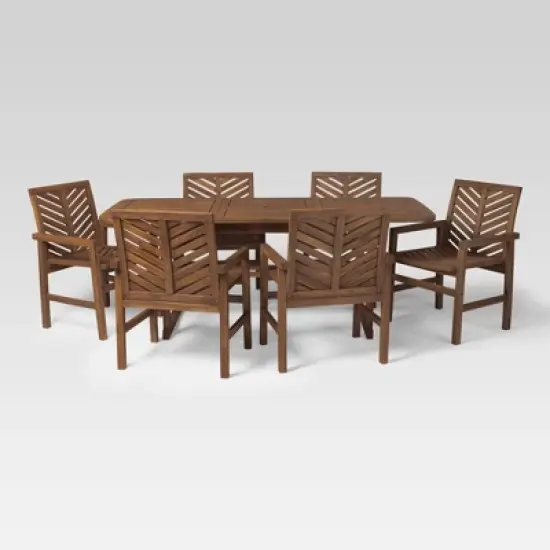 7pc Slatted Extendable Acacia Wood Patio Dining Set - Saracina Home image {6}