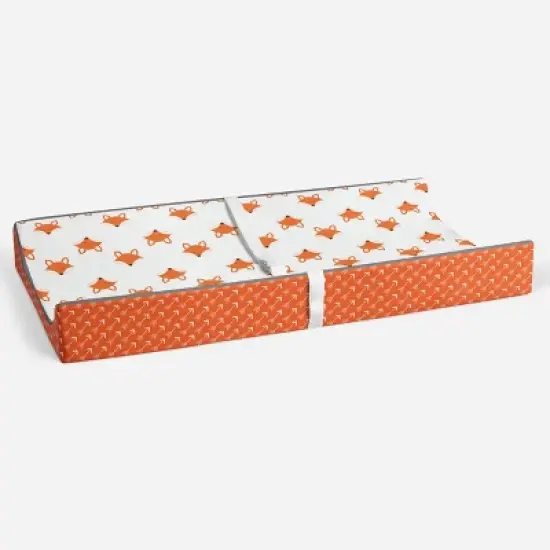 Bacati - Playful Fox Quilted Changing Pad Cover -Orange Arrows in Gussett image {3}