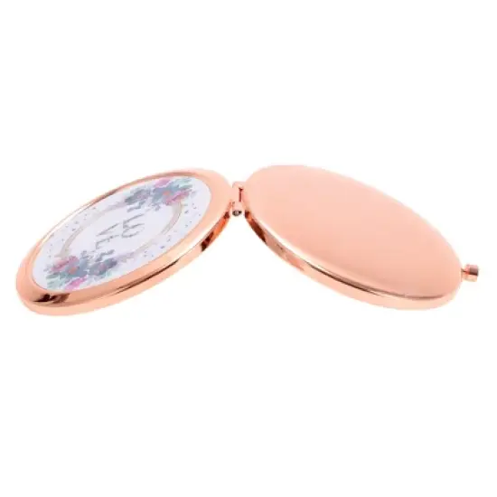 Unique Bargains Pocket Makeup Mirror Rose Gold Tone 1 Pc image {4}