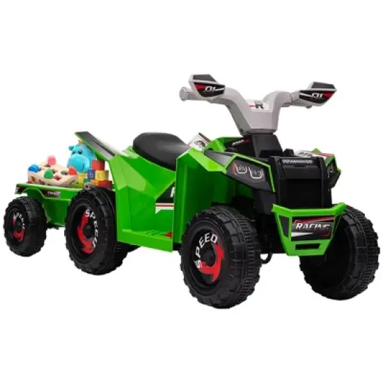 Aosom Kids ATV Quad Car with Back Trailer, 6V Kids Electric Car with Forward Backward Function for Toddlers Ages 18-36 Months image {7}