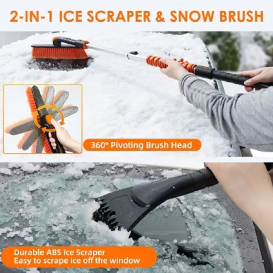 AstroAI 47.2" Ice Scraper and Extendable Snow Brush for Car Windshield image {4}
