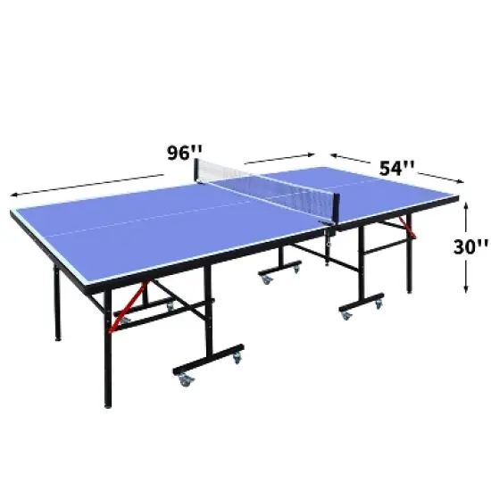 8ft Mid-Size Table Tennis Table Foldable & Portable Ping Pong Table Set for Indoor Games with Net image {6}