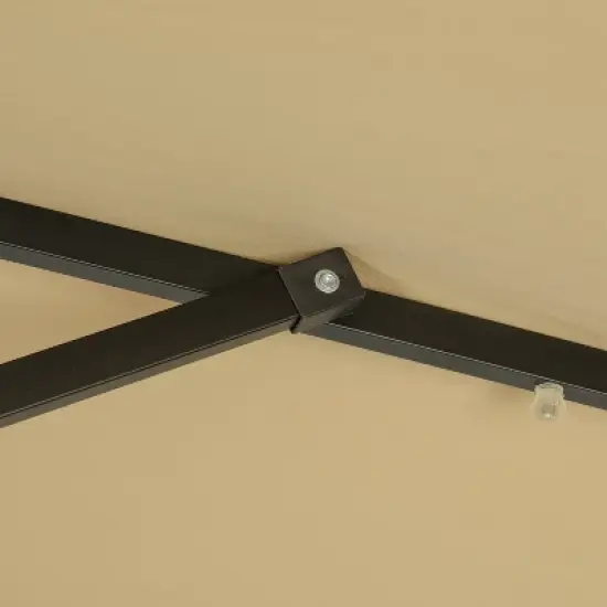 10' x 6.5' Rectangular Nassau Market Patio Umbrella with LED Bulb Lights Champagne - Island Umbrella image {12}