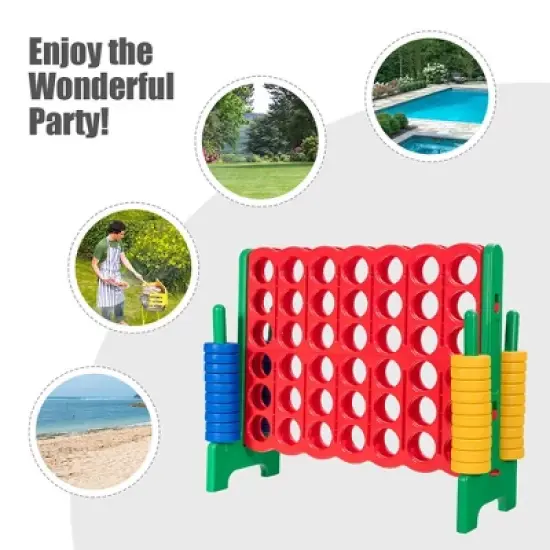 Costway Jumbo 4-to-Score 4 in A Row Giant Game Set for Family Red+Green image {8}