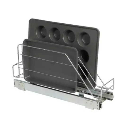 Glidez Multipurpose Chrome-Plated Steel Pull-Out/Slide-Out Storage Organizer for Cookware and Bakeware - Chrome image {8}