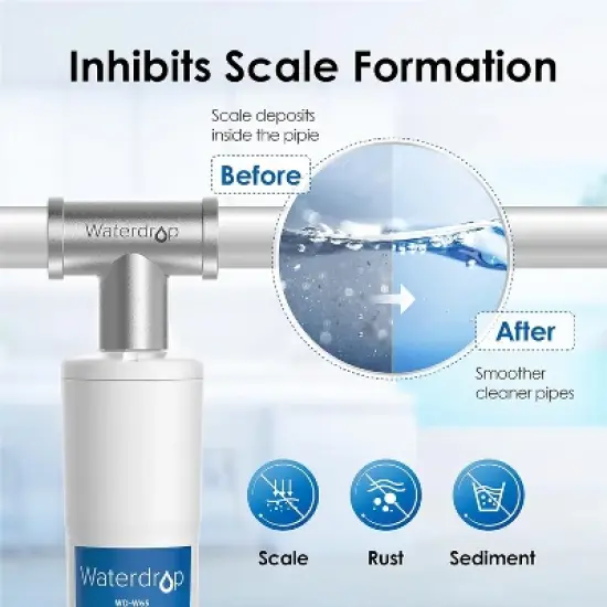 Waterdrop AP431 AP430SS Whole House Scale Inhibitor Filter, Heater Softener System, Prevent Scale Build Up On Hot Water Heaters, Pipes and Boilers image {3}